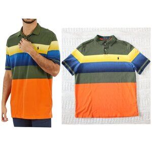 Polo Ralph Lauren Multicolor Striped Men T Shirt Cotton Size Large Pull On